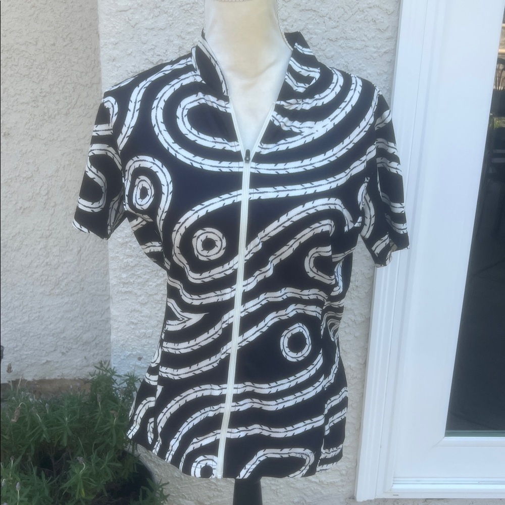 TERRY Bicycles Women's Black/White Abstract Full Zip Cycle Jersey Size L